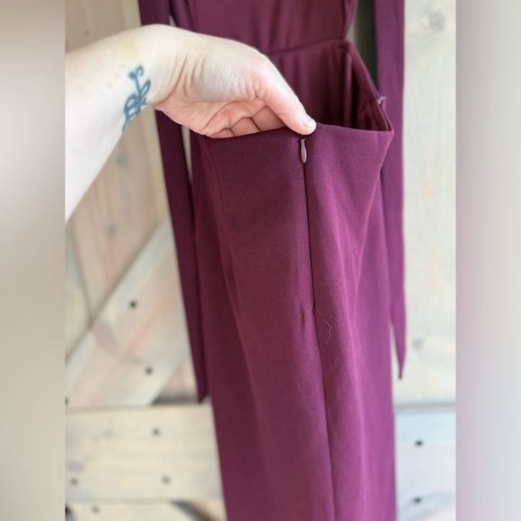 LuLu’s Captivating Charisma Plum Ruffled Cutout Tie-Back Maxi Dress Plum - Picture 10 of 11